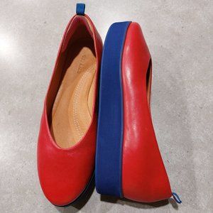 Dr. LIZA Orthopedic Leather Ballet Sneaker Platform Flat - Apple Red